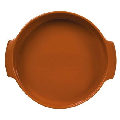 Forma Porcelana Laranja Redonda 25cm com Alça Canelada Assar e Servir Germer