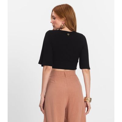Blusa De Ribana Canelada Feminina Endless Preto G / Preto