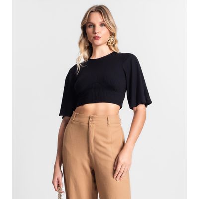 Blusa De Ribana Canelada Feminina Endless Preto GG / Preto