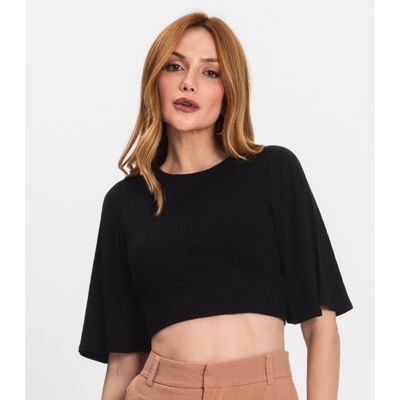 Blusa De Ribana Canelada Feminina Endless Preto GG / Preto