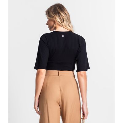 Blusa De Ribana Canelada Feminina Endless Preto GG / Preto