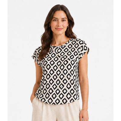 Blusa Feminina Estampada Rovitex Bege G / Bege