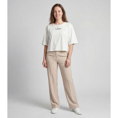 Blusa Feminina Em Viscotorcion Infinita Cor Bege GG / Bege