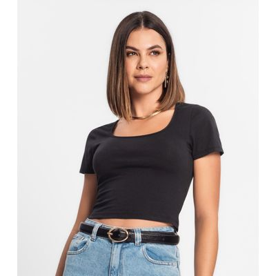 Blusa Cropped Feminina Rovitex Preto G / Preto