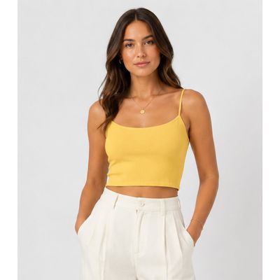 Blusa de Alça Feminina Tecido Henera Infinita Cor Amarelo M / Amarelo