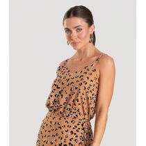 Blusa de Alça Feminina Estampada Dianna Bege