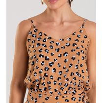 Blusa de Alça Feminina Estampada Dianna Bege
