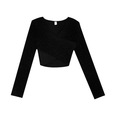Blusa Feminina Em Ribana Canelada Lurex Rovitex Preto GG / Preto