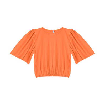 Blusa Feminina Com Franzido Na Manga Infinita Cor Laranja M / Laranja