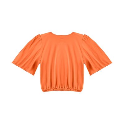 Blusa Feminina Com Franzido Na Manga Infinita Cor Laranja M / Laranja