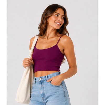 Blusa de Alça Feminina Tecido Henera Infinita Cor Roxo P / Roxo