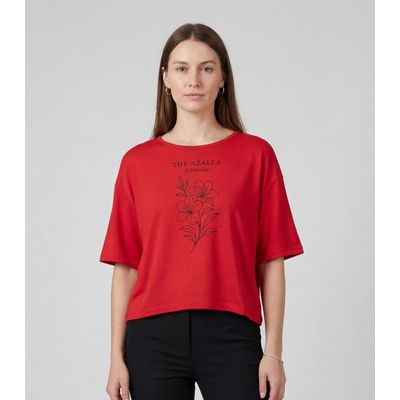 Blusa Feminina Com Estampa Localizada Infinita Cor Vermelho GG / Vermelho