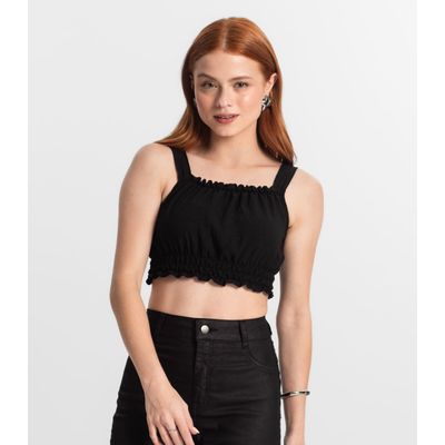 Blusa De Alça Juvenil Feminina Minty Preto 16 / Preto