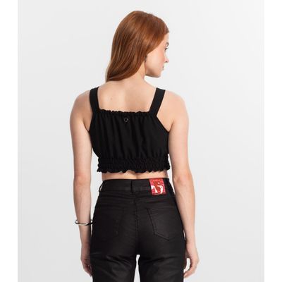 Blusa De Alça Juvenil Feminina Minty Preto 16 / Preto