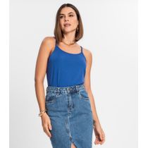 Blusa de Alça Feminina Viscotorcion Básica Rovitex Azul