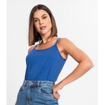 Blusa de Alça Feminina Viscotorcion Básica Rovitex Azul