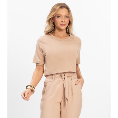 Blusa Cropped Lisa Select Marrom P / Marrom