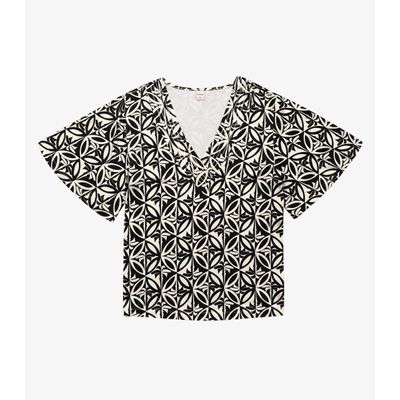 Blusa Feminina Estampada Godê Rovitex Preto G / Preto