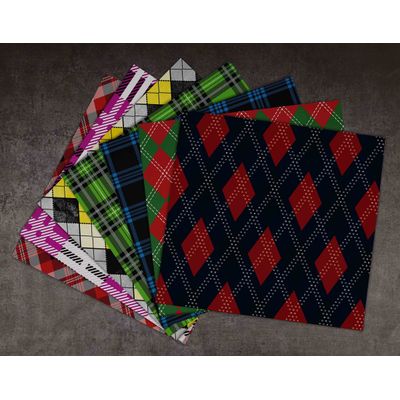 Bloco 25 Folhas Xadrez e Tartã, Papel Cartão Colorido Lado Único para Scrapbook, Fundo Decorativo e Diário - Inkdotpot 15,24 Cm × 15,24 Cm / Multicolorido