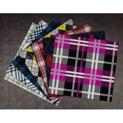Bloco 25 Folhas Xadrez e Tartã, Papel Cartão Colorido Lado Único para Scrapbook, Fundo Decorativo e Diário - Inkdotpot 15,24 Cm × 15,24 Cm / Multicolorido