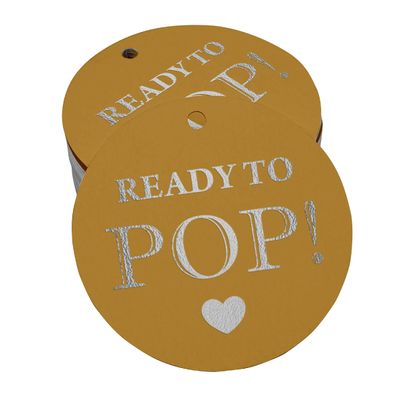 Etiquetas de Garrafa para Chá de Bebê 'Ready to Pop' Metalizadas para Lembrancinha, para pendurar - Inkdotpot 50 Etiquetas Metalizadas / Dourado - Prata