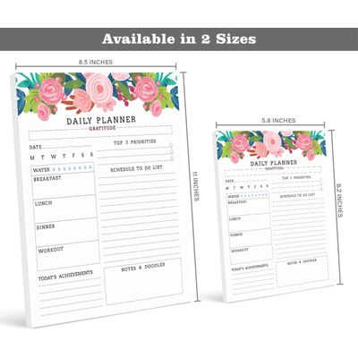 Bloco Destacável Planejador Diário e Lista de Tarefas, 50 Folhas Sem Data, Trabalho/Horário, Preparo de Refeições c/ Capa - Inkdotpot 21,59 Cm × 27,94 Cm / Branco