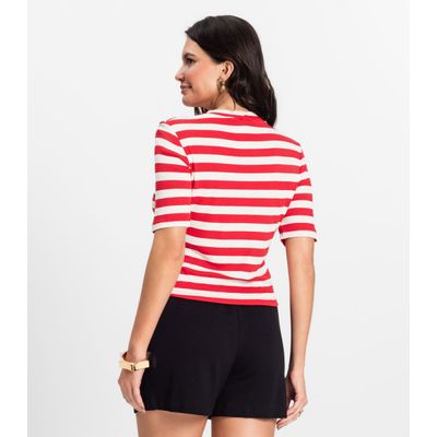Blusa Cropped em Ribana de Viscose Rovitex Vermelho P / Vermelho