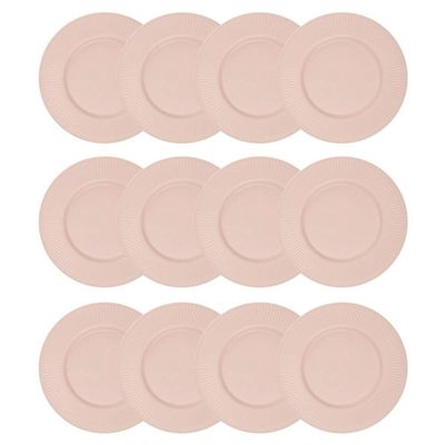 Jogo 12 Pratos Rasos 27cm Melamina Bege Aveline Lyor Lanches Refeições Restaurante Buffet