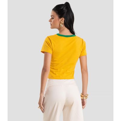 Blusa Feminina em Cotton Leve Brasil Dianna Amarelo GG / Amarelo