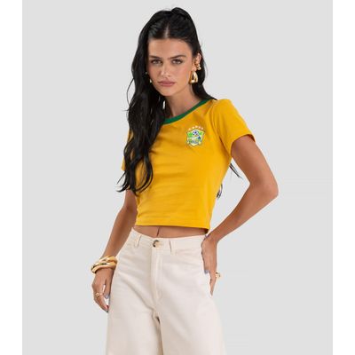 Blusa Feminina em Cotton Leve Brasil Dianna Amarelo GG / Amarelo