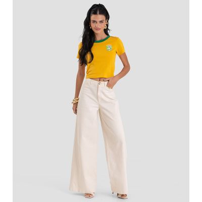 Blusa Feminina em Cotton Leve Brasil Dianna Amarelo PP / Amarelo
