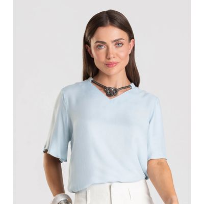 Blusa Feminina Com Colar Dianna Azul PP / Azul