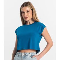 Blusa Básica Feminina Viscotorcion Rovitex Azul