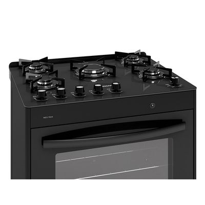 Fogão de Piso 5 Bocas Neo Max Com Mesa de Vidro Suggar Preto / Bivolt