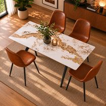 Kit Mesa De Jantar Pandora 140cm com 4 Cadeiras Charles Marrom Caemmun