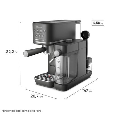 Cafeteira Espresso Electrolux Cápsula, Pó e Sache Experience Vaporizador de Leite Preta (ECM70) 127V