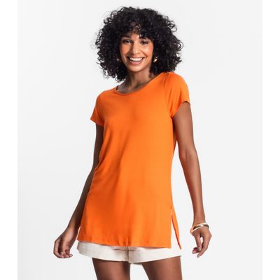 Blusa Básica Alongada Feminina Rovitex Laranja M / Laranja