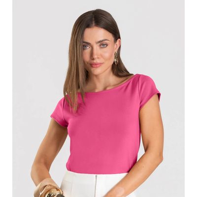Blusa Feminina Decote Canoa Dianna Rosa P / Rosa