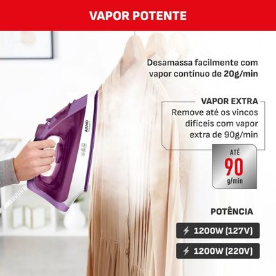 Ferro a Vapor Easygliss Cerâmica FE01 Arno Lilás com Branco / 127V