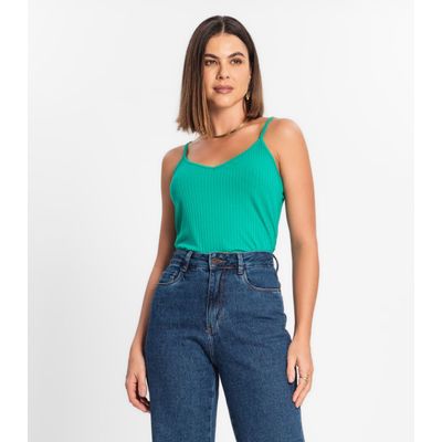 Blusa De Alça Feminina Ribana Canelada Rovitex Verde GG / Verde