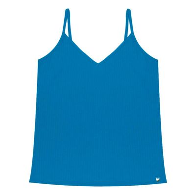 Blusa De Alça Feminina Ribana Canelada Rovitex Azul M / Azul