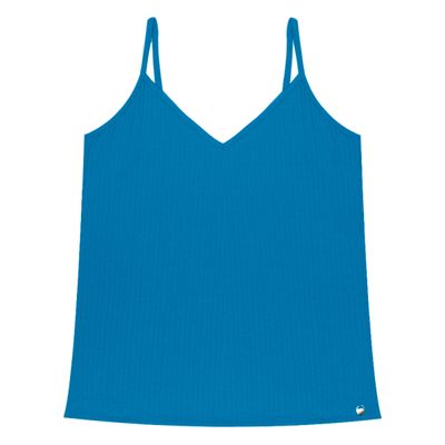 Blusa De Alça Feminina Ribana Canelada Rovitex Azul M / Azul