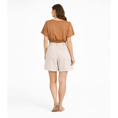 Blusa Feminina Elástico Na Cintura Infinita Cor Bege P / Bege