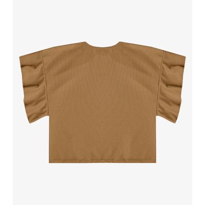 Blusa Feminina Com Manga Franzida Infinita Cor Marrom M / Marrom