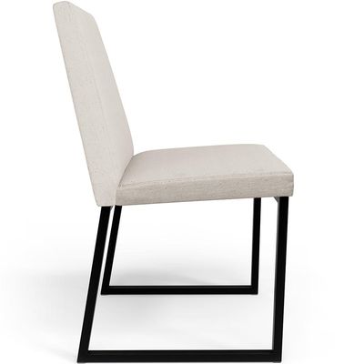 Cadeira Para Sala De Jantar Base Aço Industrial Preto Dafne L02 Linho Cru - Lyam Decor