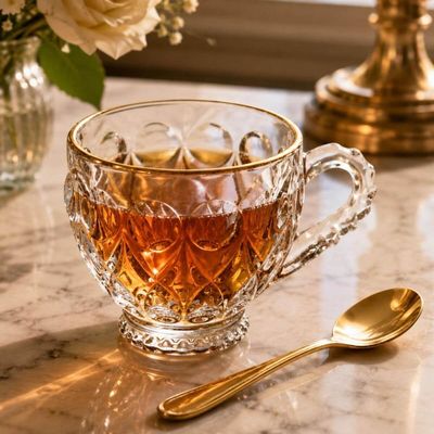 Jogo 24 Peças Xícaras 80ml e Colheres de Café Inox Dourado Lyor Atendimento Recepção Escritório