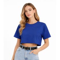 Blusa Feminina Básica Malha Suplex Infinita Cor Azul