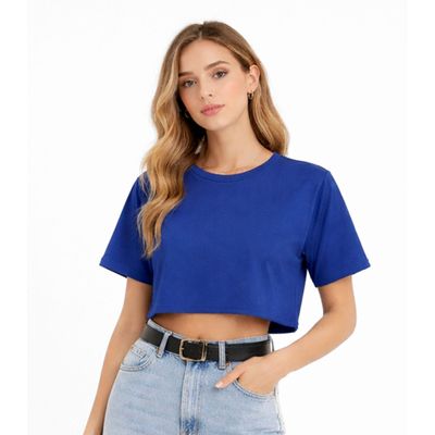 Blusa Feminina Básica Malha Suplex Infinita Cor Azul GG / Azul