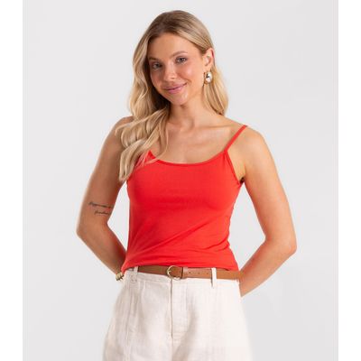 Blusa de Alça Feminina Viscotorcion Básica Rovitex Vermelho G / Vermelho