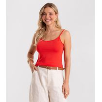 Blusa de Alça Feminina Viscotorcion Básica Rovitex Vermelho